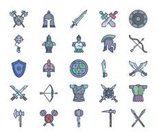 Medieval and ancient weapons icon set vector