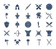 Medieval and ancient weapons icon set vector