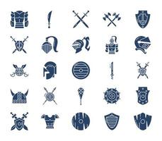 Medieval and ancient weapons icon set vector