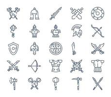 Medieval and ancient weapons icon set vector