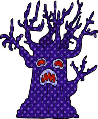 cartoon doodle spooky tree