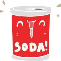 flat color style cartoon soda can vector