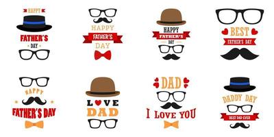 Set of Happy Father's Day design on white background vector