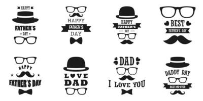 conjunto de diseño del día del padre feliz sobre fondo blanco vector