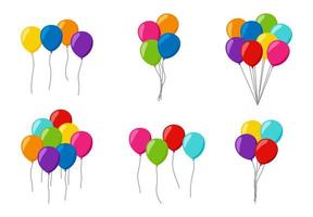 conjunto de globos de helio de colores vector