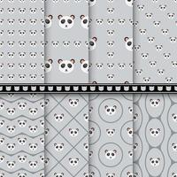 Set of Panda seamless pattern vector