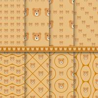 Set of Bear seamless pattern vector