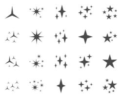 Set of stars sparkles, flat design vector