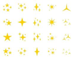Set of stars sparkles, flat design vector