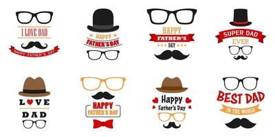 Set of Happy Father's Day design on white background vector