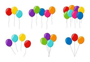 conjunto de globos de helio de colores vector