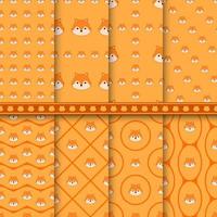 Set of Fox seamless pattern vector