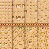 Set of Monkey seamless pattern vector