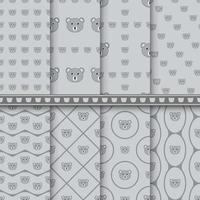 Set of Koala seamless pattern vector