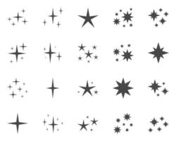 Set of stars sparkles, flat design vector