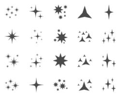 Set of stars sparkles, flat design vector