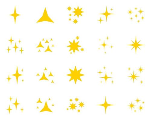 Set of stars sparkles, flat design