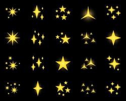 Set of stars sparkles, flat design vector