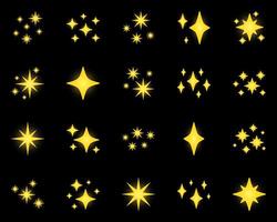 Set of stars sparkles, flat design vector