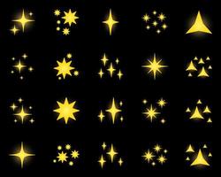 Set of stars sparkles, flat design vector