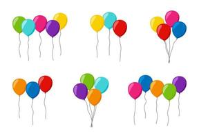 Set of colorful helium balloons vector
