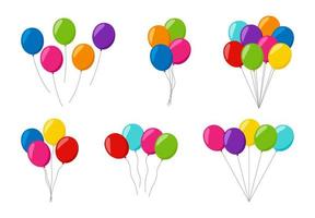 Set of colorful helium balloons vector