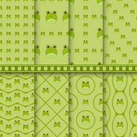 Set of Frog seamless pattern vector