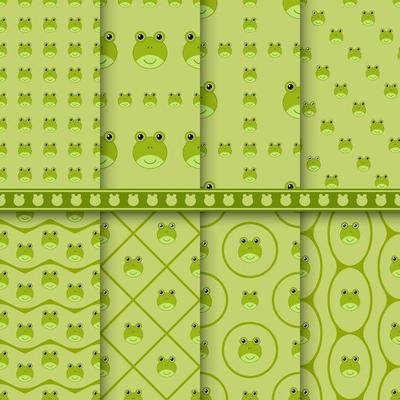 Set of Frog seamless pattern
