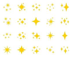 Set of stars sparkles, flat design vector