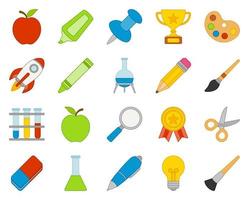 Set of cute school supplies vector