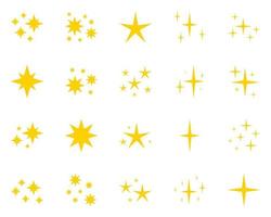 Set of stars sparkles, flat design vector