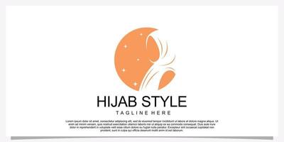 Hijab style logo design template with unique concept Premium Vector