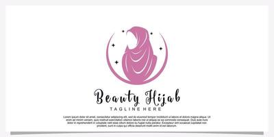 Hijab style logo design template with unique concept Premium Vector