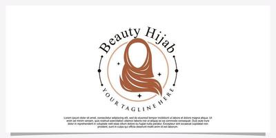 Hijab style logo design template with unique concept Premium Vector