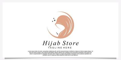 Hijab style logo design template with unique concept Premium Vector