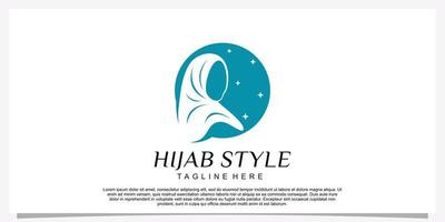 Hijab style logo design template with unique concept Premium Vector