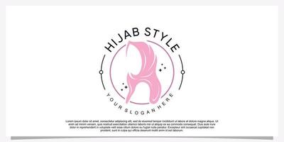 Hijab style logo design template with unique concept Premium Vector