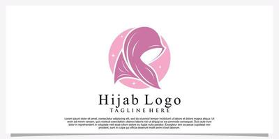 Hijab style logo design template with unique concept Premium Vector