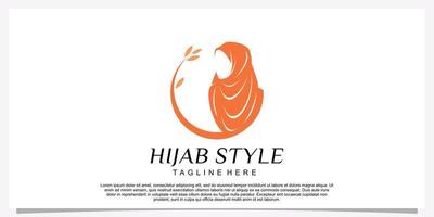 Hijab style logo design template with unique concept Premium Vector