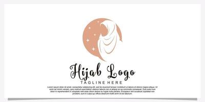 Hijab style logo design template with unique concept Premium Vector