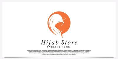 Hijab style logo design template with unique concept Premium Vector