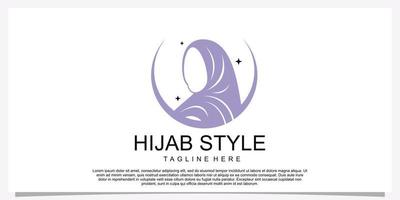 Hijab style logo design template with unique concept Premium Vector