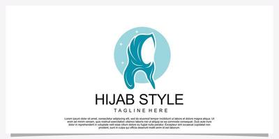 Hijab style logo design template with unique concept Premium Vector