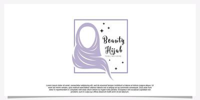 Hijab style logo design template with unique concept Premium Vector