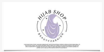 Hijab style logo design template with unique concept Premium Vector