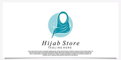 Hijab style logo design template with unique concept Premium Vector