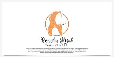 Hijab style logo design template with unique concept Premium Vector