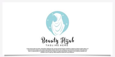 Hijab style logo design template with unique concept Premium Vector