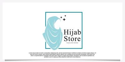 Hijab style logo design template with unique concept Premium Vector