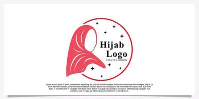 Hijab style logo design template with unique concept Premium Vector